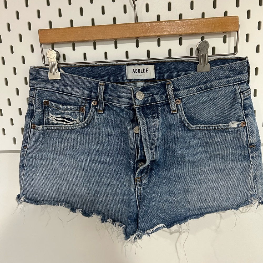 AGOLDE Parker Blue Denim Cutoff Shorts